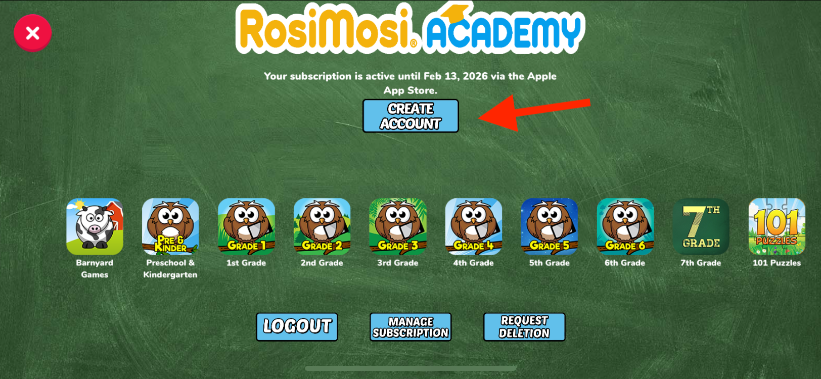 Rosimosi Create Account Screen